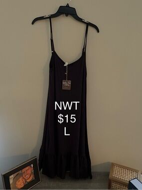 Matilda Jane Black Slip Chemise with Ruffle Hem